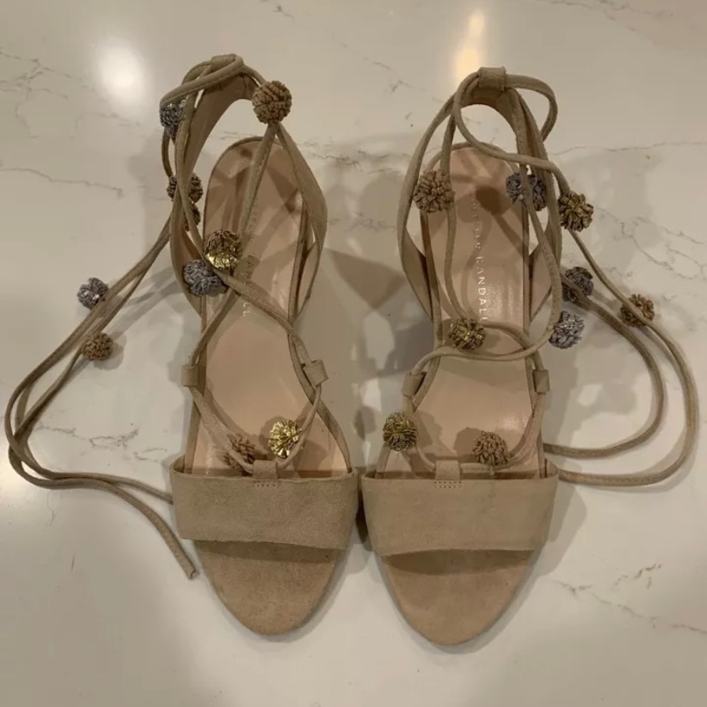 Loeffler Randall Bea Pom Pom block heels nude